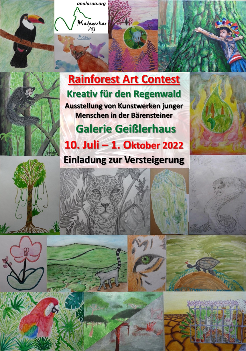 1. Oktober: öffentliche Versteigerung Rainforest Art Contest für Schülerregenwaldprojekt in Madagaskar