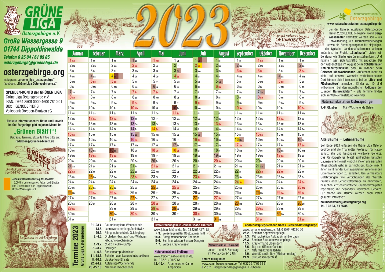Jahreskalender der Mitmach-Naturschutzaktionen 2023 erschienen