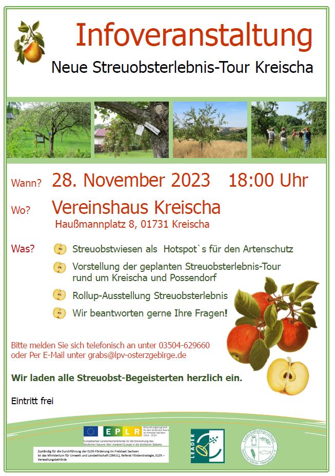 Neue Streuobsterlebnis-Tour im Raum Kreischa und Possendorf geplant – Infoveranstaltung am 28.11.2023 in Kreischa