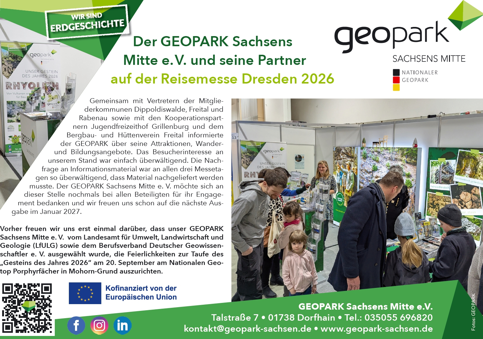 Der GEOPARK Sachsens Mitte e. V. und seine Partner auf der Reisemesse Dresden 2026